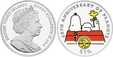 60th Anniversary of Peanuts Silver Proof Coin Featuring Snoopy